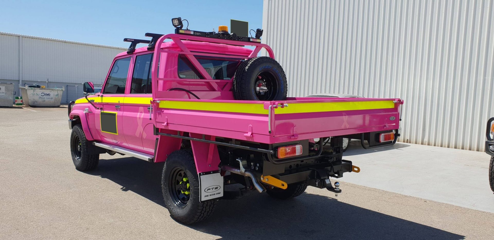 A pink ute after mine specing, and fit-outs at PMG.