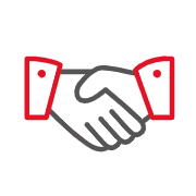 A handshake icon for Relationships.