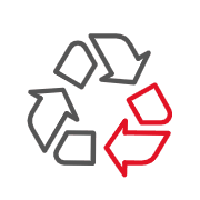 A recycling icon for Environment Commitment.